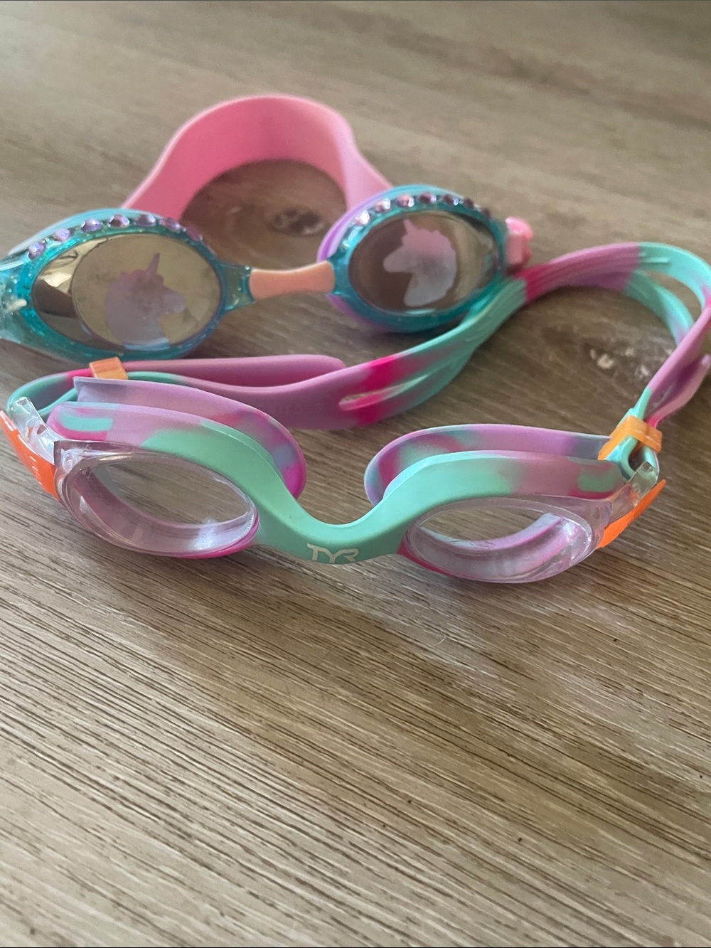 Girls’ 2-Pack Swimming Goggles – Aqua2ude Unicorn + TYR | Adjustable